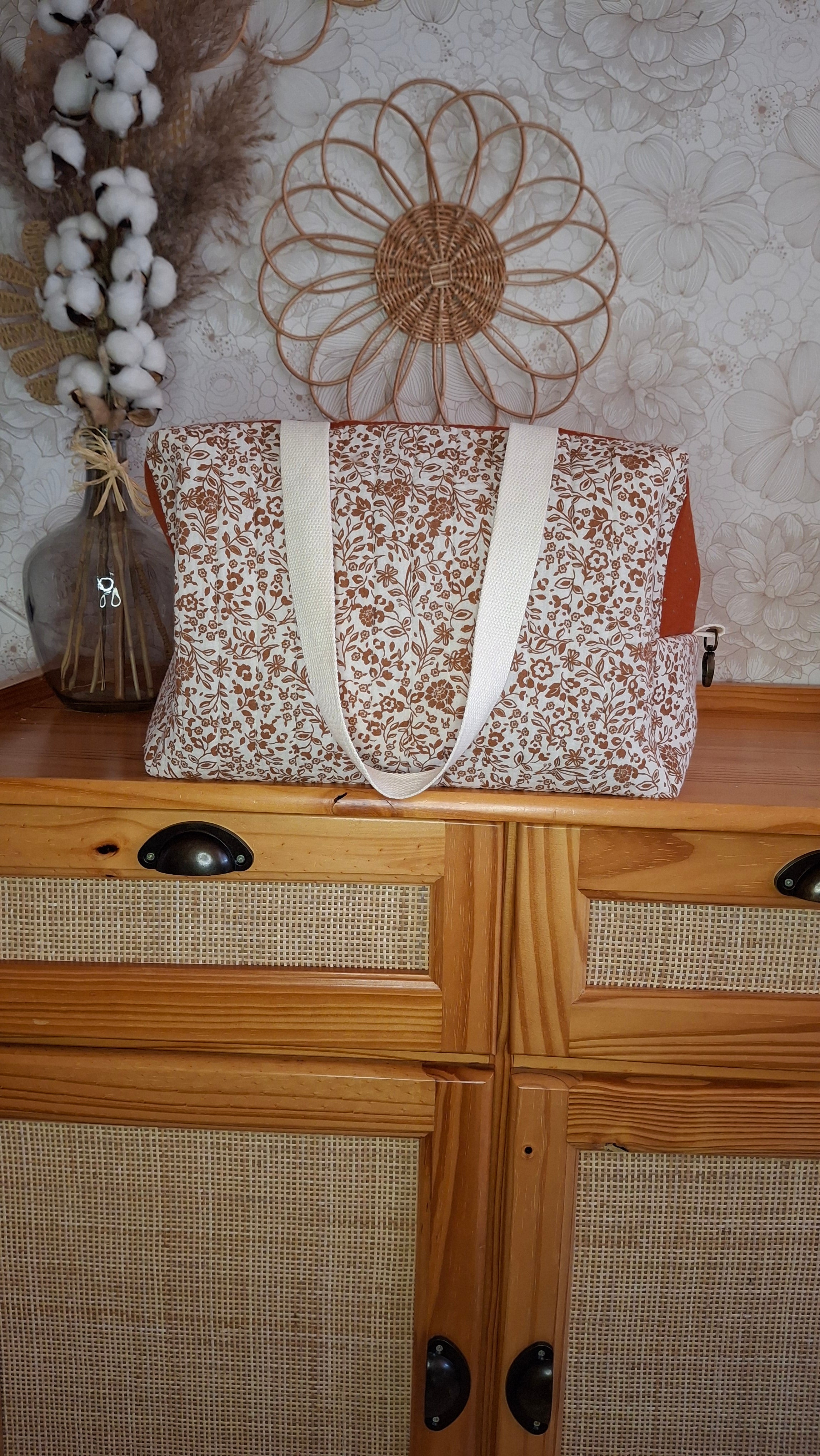 ✿ Sac à langer brodé "AMOUR" TERRA COTTA